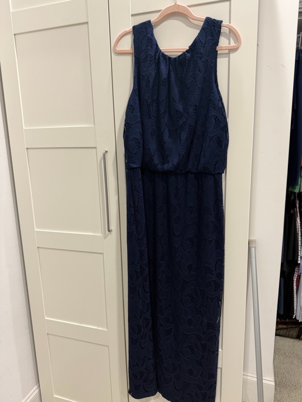 Navy blue lace maxi dress